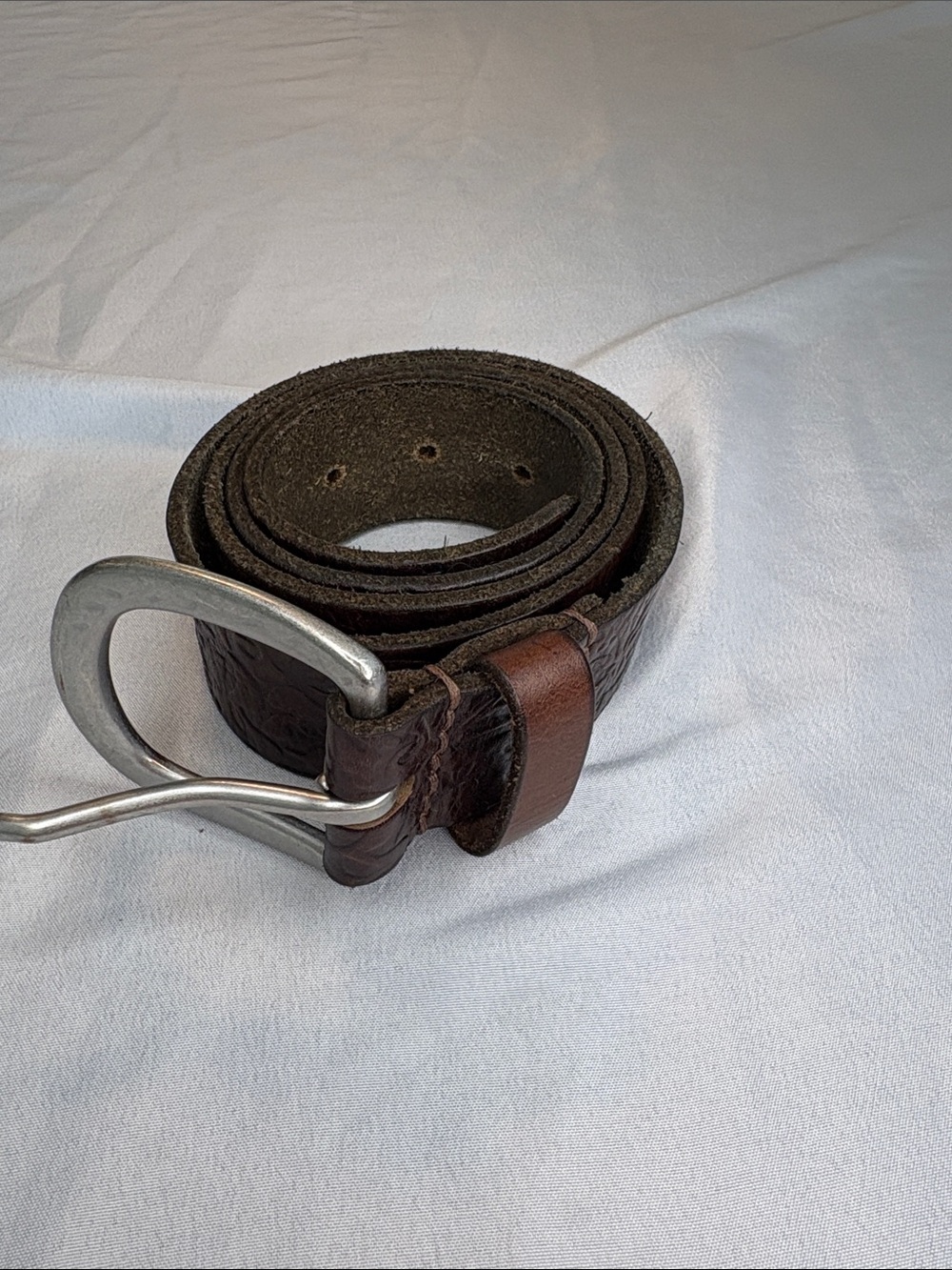 AE Men's Dark Brown Leather Belt with Metal Buckle M